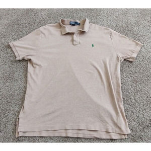 Polo Ralph Lauren Shirt Men's XXL Short Sleeve Polo Beige Khaki Color Green Pony